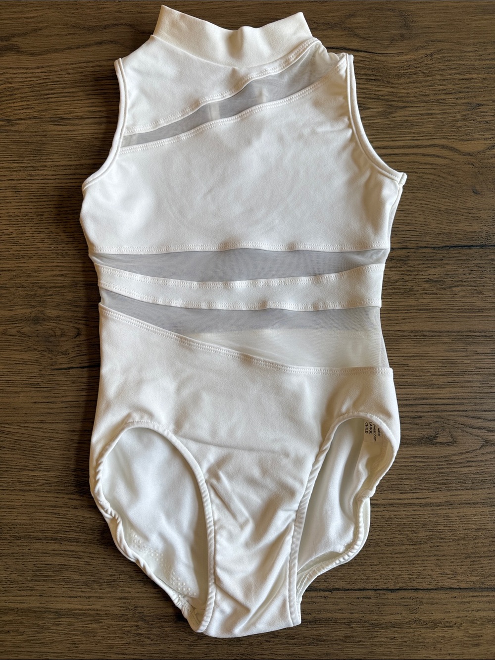 White Mesh-Accent Dance Leotard